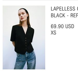 Zara short sleeve cropped blazer black xs